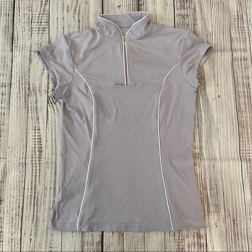 Lucy Lilac Quarter Zip Short Sleeve Athletic Top.